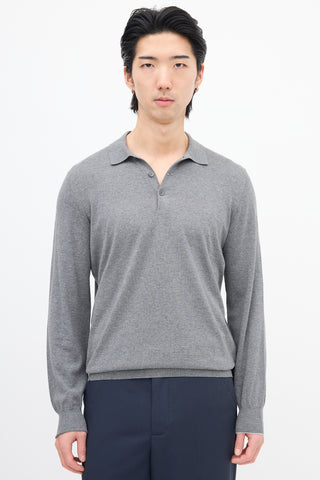 Brunello Cucinelli Grey Long Sleeve Polo