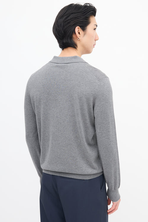 Brunello Cucinelli Grey Long Sleeve Polo