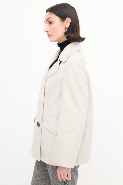 Brunello Cucinelli Cream Double Breasted Monili Trench Coat