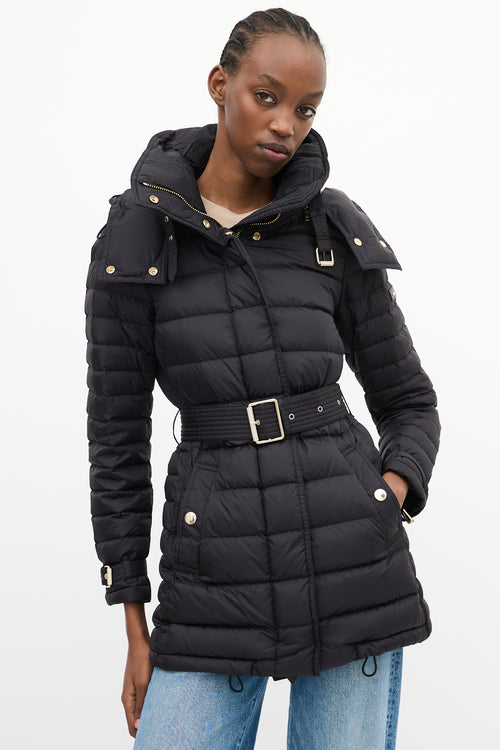 Burberry Black Nylon Hooded Down Puffer Coat