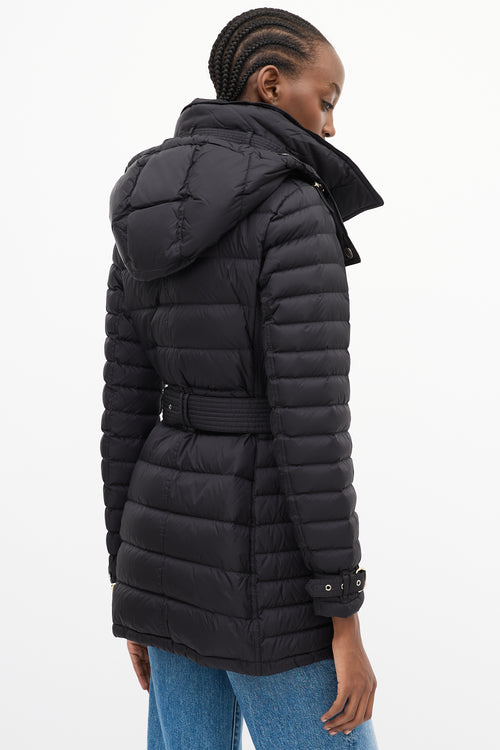 Burberry Black Nylon Hooded Down Puffer Coat