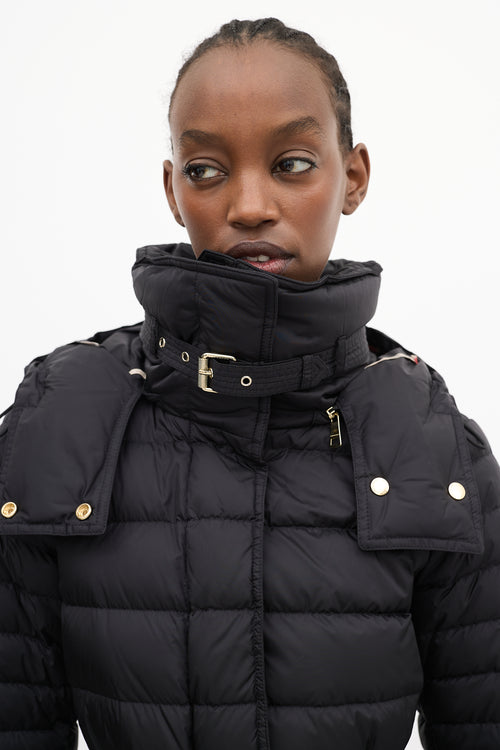 Burberry Black Nylon Hooded Down Puffer Coat