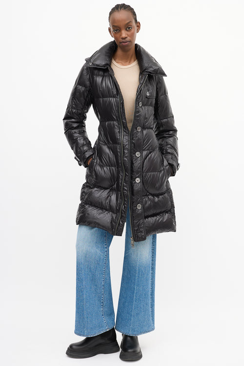 Burberry Brit Black Nylon Belted Down Puffer Coat