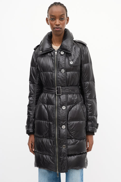 Burberry Brit Black Nylon Belted Down Puffer Coat