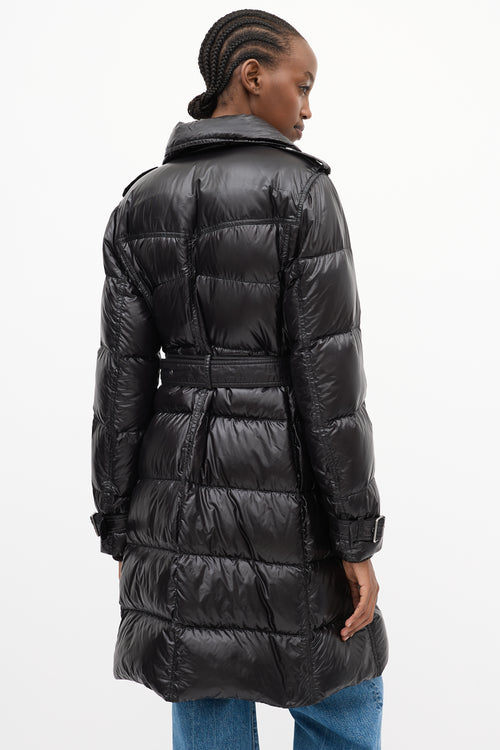 Burberry Brit Black Nylon Belted Down Puffer Coat