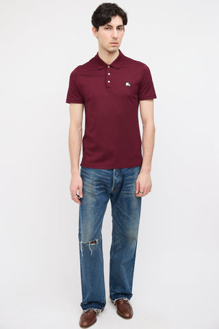 Burberry Burgundy Logo Short Sleeve Polo