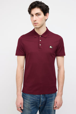 Burberry Burgundy Logo Short Sleeve Polo