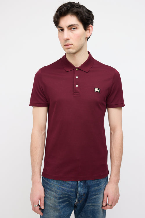 Burberry Burgundy Logo Short Sleeve Polo