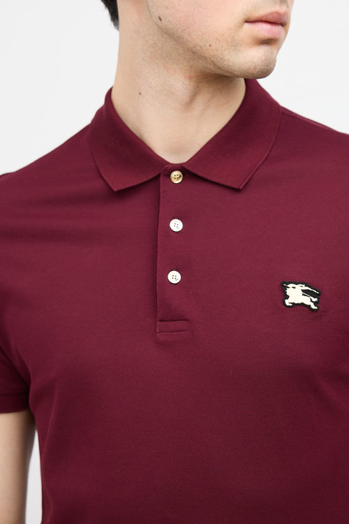 Burberry Burgundy Logo Short Sleeve Polo