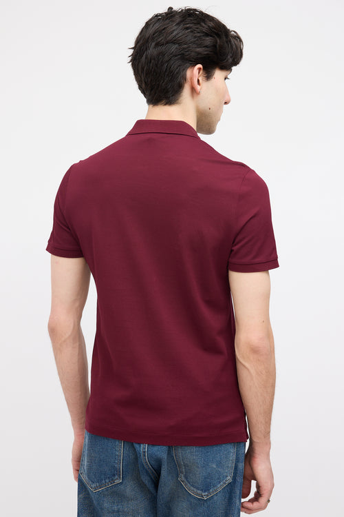 Burberry Burgundy Logo Short Sleeve Polo