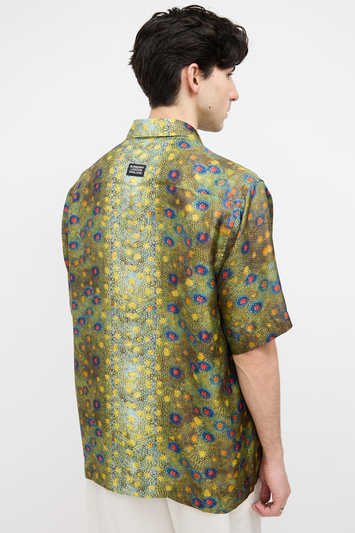 Burberry Green 
Multi Silk Printed Shirt