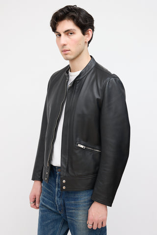 Burberry Black Leather Racer Jacket