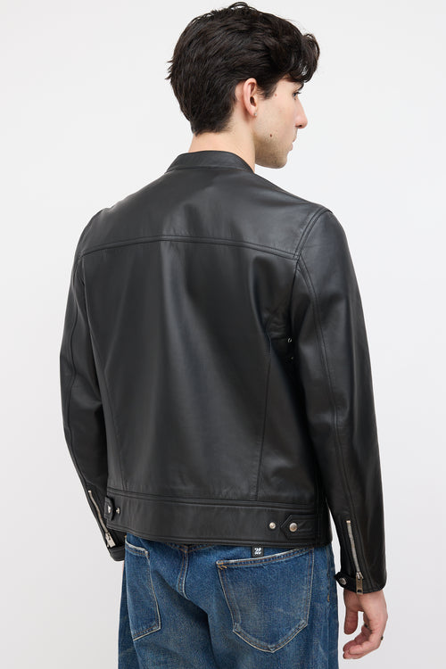 Burberry Black Leather Racer Jacket