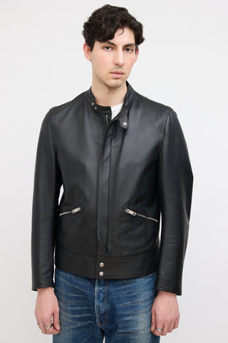 Burberry Black Leather Racer Jacket