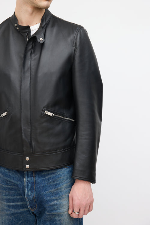 Burberry Black Leather Racer Jacket