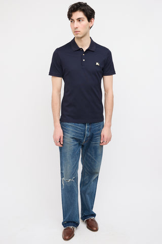 Burberry Navy Logo Short Sleeve Polo