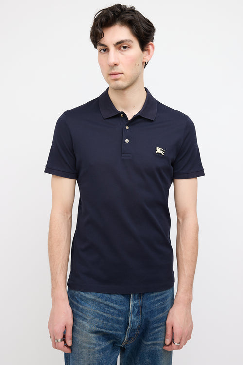 Burberry Navy Logo Short Sleeve Polo