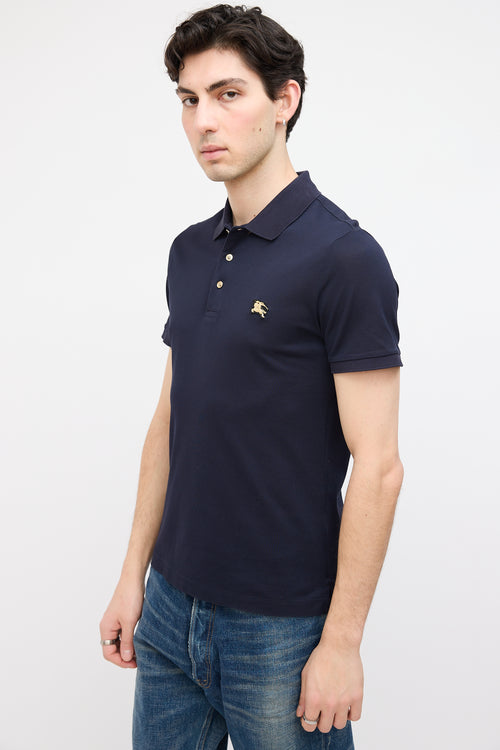 Burberry Navy Logo Short Sleeve Polo