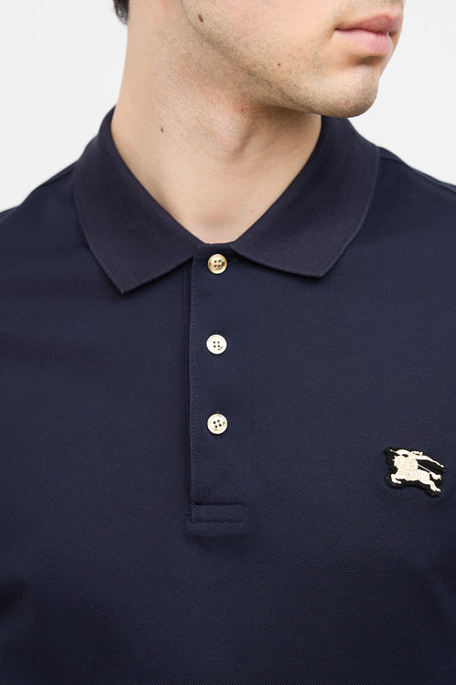 Burberry Navy Logo Short Sleeve Polo