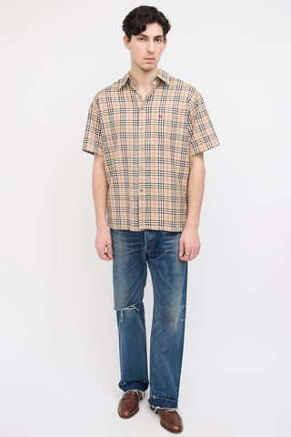 Burberry Beige Vintage Check Short Sleeve Shirt