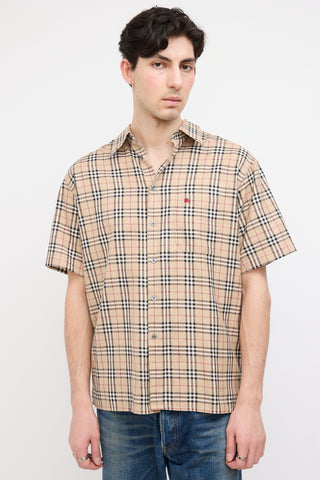 Burberry Beige Vintage Check Short Sleeve Shirt