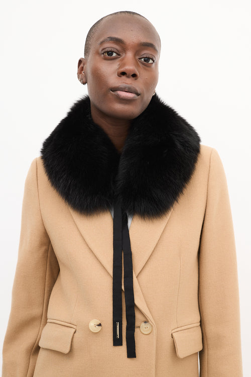 Burberry Brown Giant Check 
Black Fur Collar