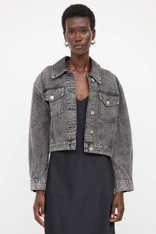 Ba&sh Grey Distressed Denim Lady Jacket