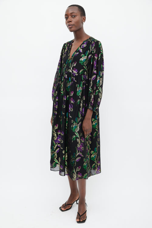 Ba&sh Black 
Multicolour Metallic Floral Dress