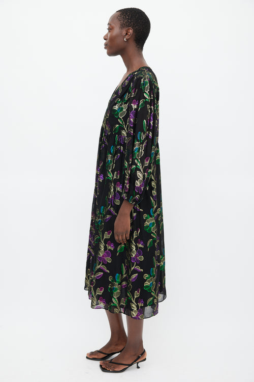 Ba&sh Black 
Multicolour Metallic Floral Dress