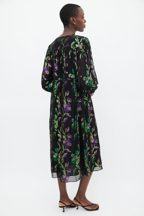 Ba&sh Black 
Multicolour Metallic Floral Dress