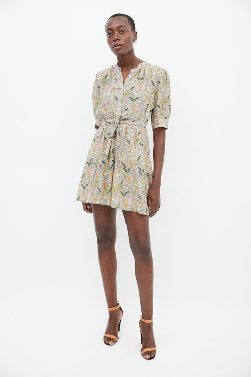 Ba&sh Green 
Multicolour Floral Belted Dress