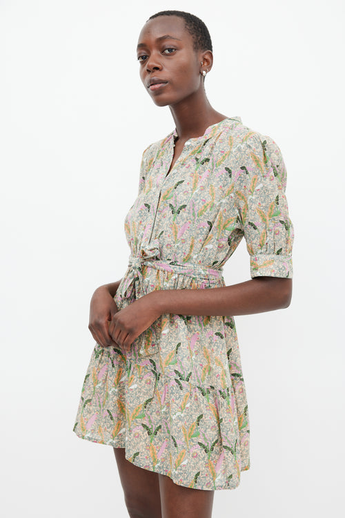 Ba&sh Green 
Multicolour Floral Belted Dress