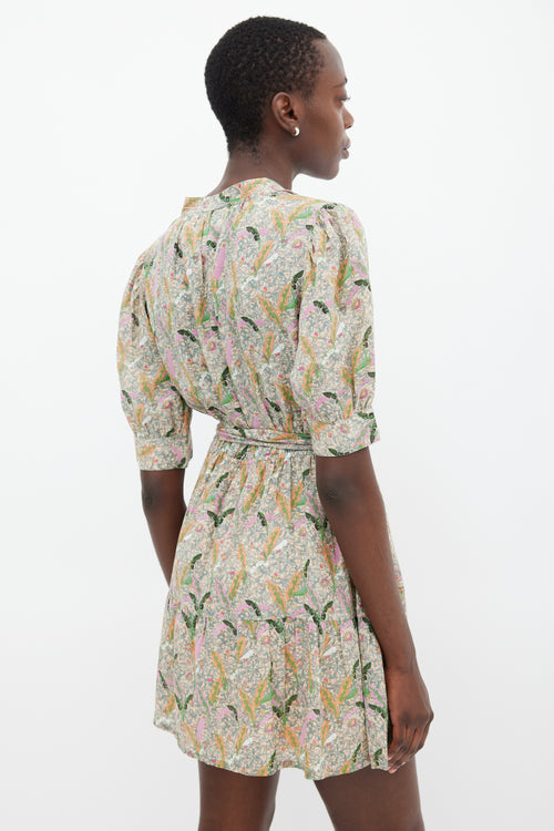 Ba&sh Green 
Multicolour Floral Belted Dress