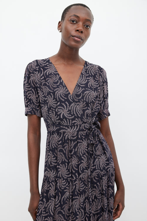 Ba&sh Navy 
Pink Floral Wrap Dress