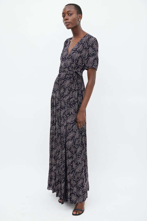 Ba&sh Navy 
Pink Floral Wrap Dress