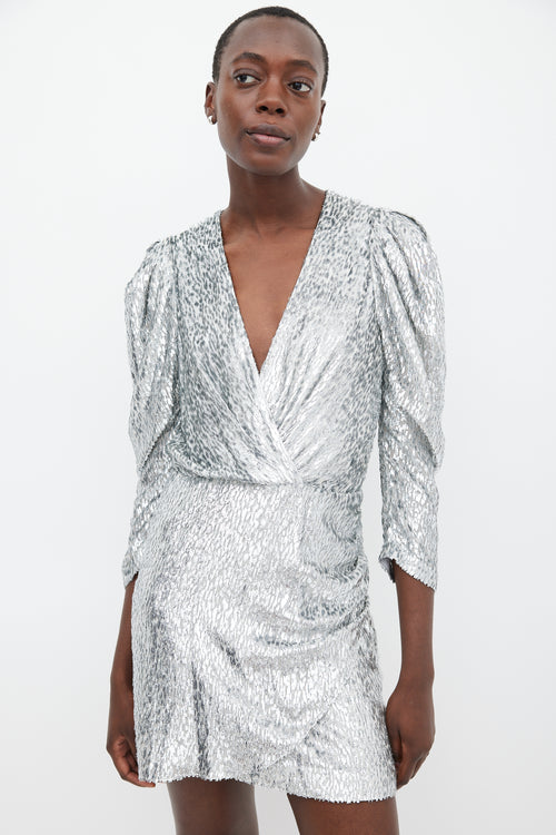 Ba&sh Silver Metallic Gathered Dress