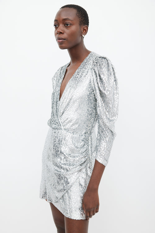 Ba&sh Silver Metallic Gathered Dress