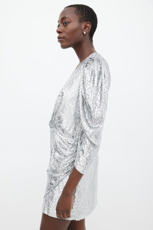 Ba&sh Silver Metallic Gathered Dress