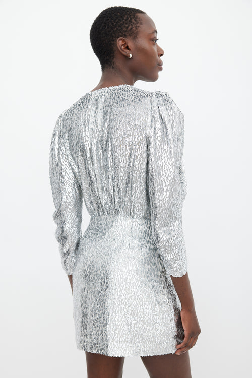 Ba&sh Silver Metallic Gathered Dress