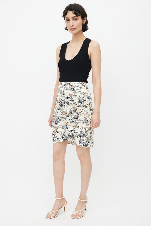 Ba&sh Cream 
Multicolour Floral Gathered Skirt