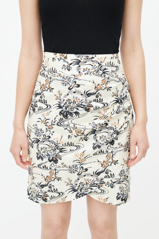 Ba&sh Cream 
Multicolour Floral Gathered Skirt