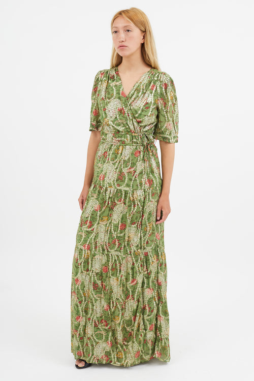 Ba&sh Green 
Gold Rubi Wrap Dress