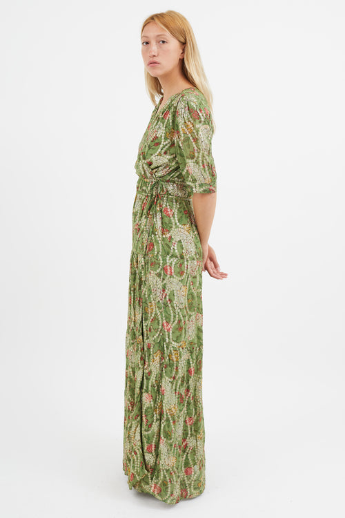 Ba&sh Green 
Gold Rubi Wrap Dress