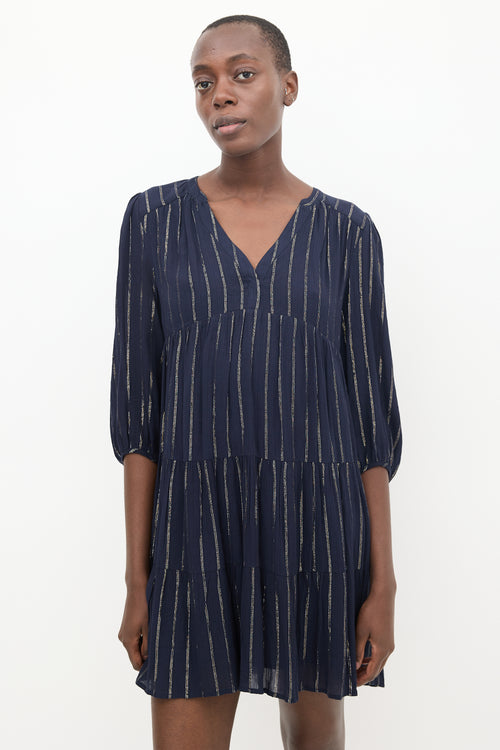 Ba&sh Navy 
Gold Striped Dress