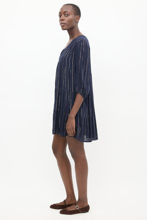 Ba&sh Navy 
Gold Striped Dress