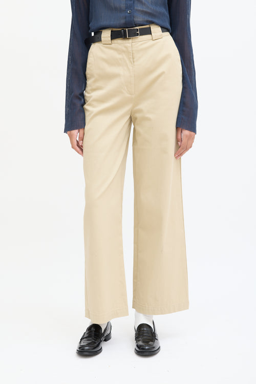 Ba&sh Beige Cotton Wide Leg Trouser