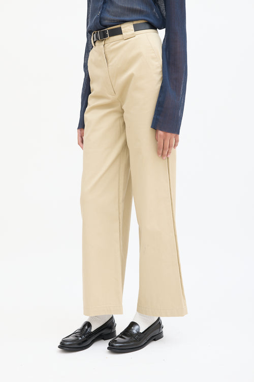 Ba&sh Beige Cotton Wide Leg Trouser