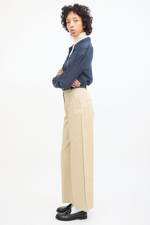 Ba&sh Beige Cotton Wide Leg Trouser