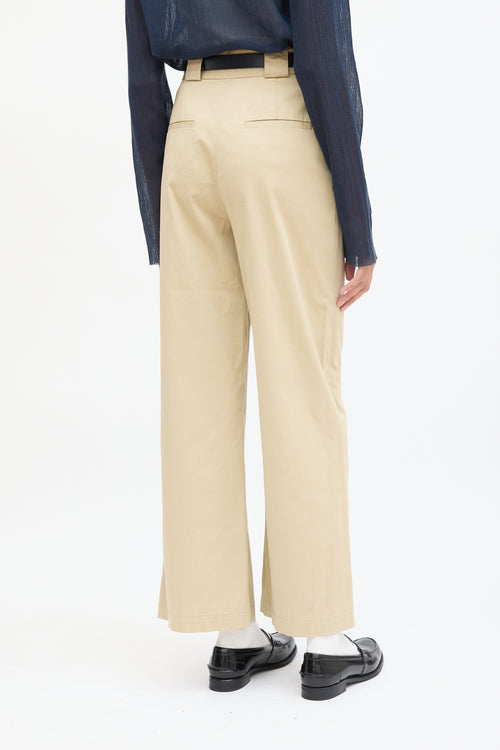 Ba&sh Beige Cotton Wide Leg Trouser