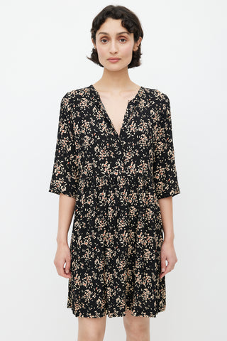 Ba&sh Black 
Mulitcolour Floral V-Neck Dress